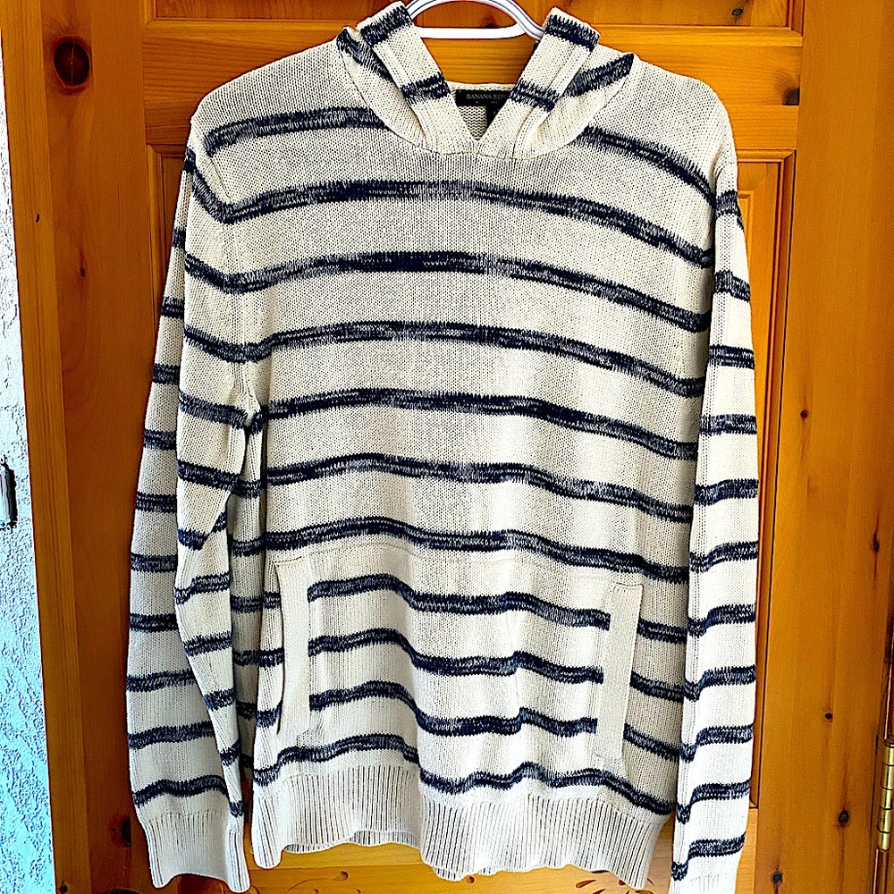 Navy and cream striped sweater